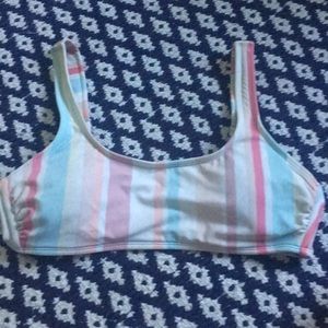scoop neck bikini top with colorful stripes
